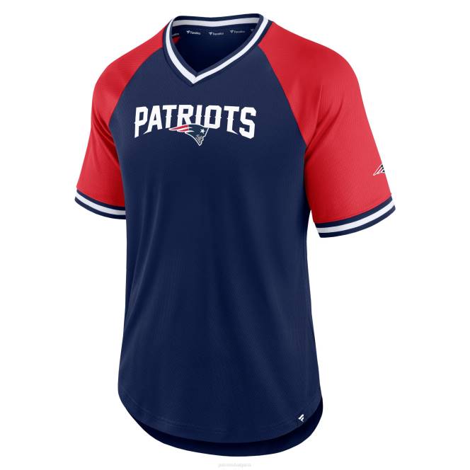 облекло Patriots Jersey тениска с реглан с v-образно деколте с марка fanatics тъмносин/червен втори вятър мъже T8TH1858
