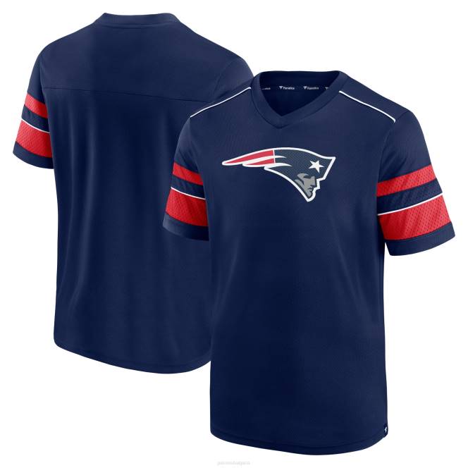 облекло Patriots Jersey тениска с v-образно деколте с тъмно синя текстура и марка fanatics мъже T8TH1931