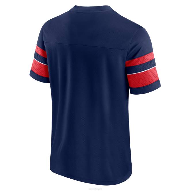 облекло Patriots Jersey тениска с v-образно деколте с тъмно синя текстура и марка fanatics мъже T8TH1931