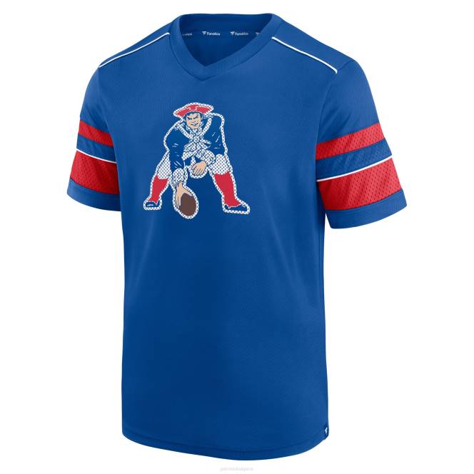 облекло Patriots Jersey тениска с v-образно деколте с марка fanatics и кралска текстура мъже T8TH2069