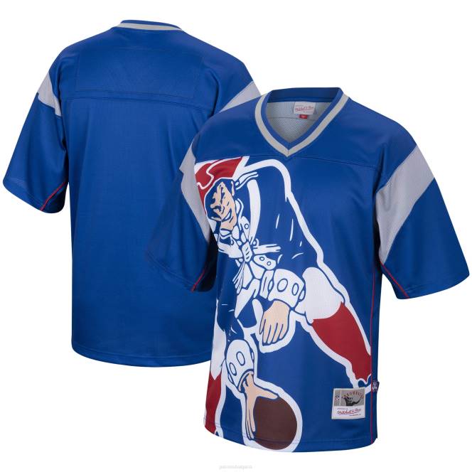 облекло Patriots Jersey тениска с v-образно деколте и историческо лого на mitchell & ness royal мъже T8TH2003