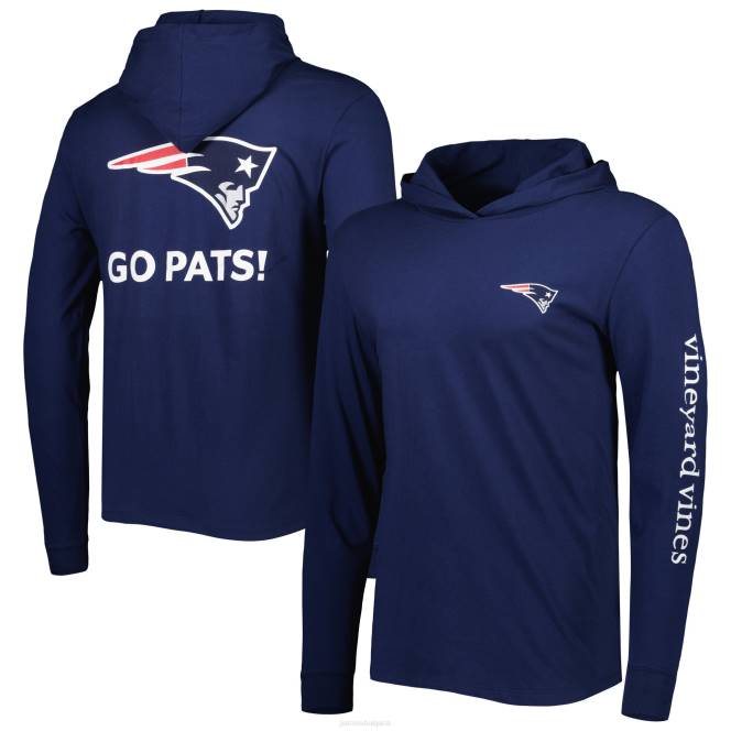 облекло Patriots Jersey vineyard vines тъмносиня местна тениска с качулка с дълъг ръкав мъже T8TH1975