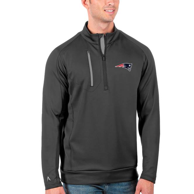 облекло Patriots Jersey antigua charcoal/silver голямо и високо поколение пуловер яке с четвърт цип мъже T8TH2149