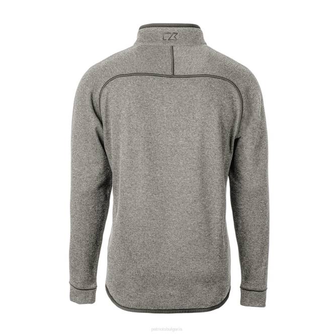 облекло Patriots Jersey cutter & buck хедър сив грот пуловер-плетен голям и висок пуловер яке с половин цип мъже T8TH2123