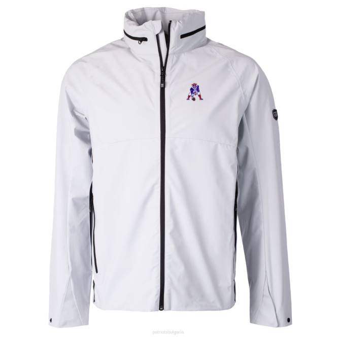 облекло Patriots Jersey cutter & buck grey throwback лого пара водоотблъскващо еластично яке за дъжд с пълен цип мъже T8TH79